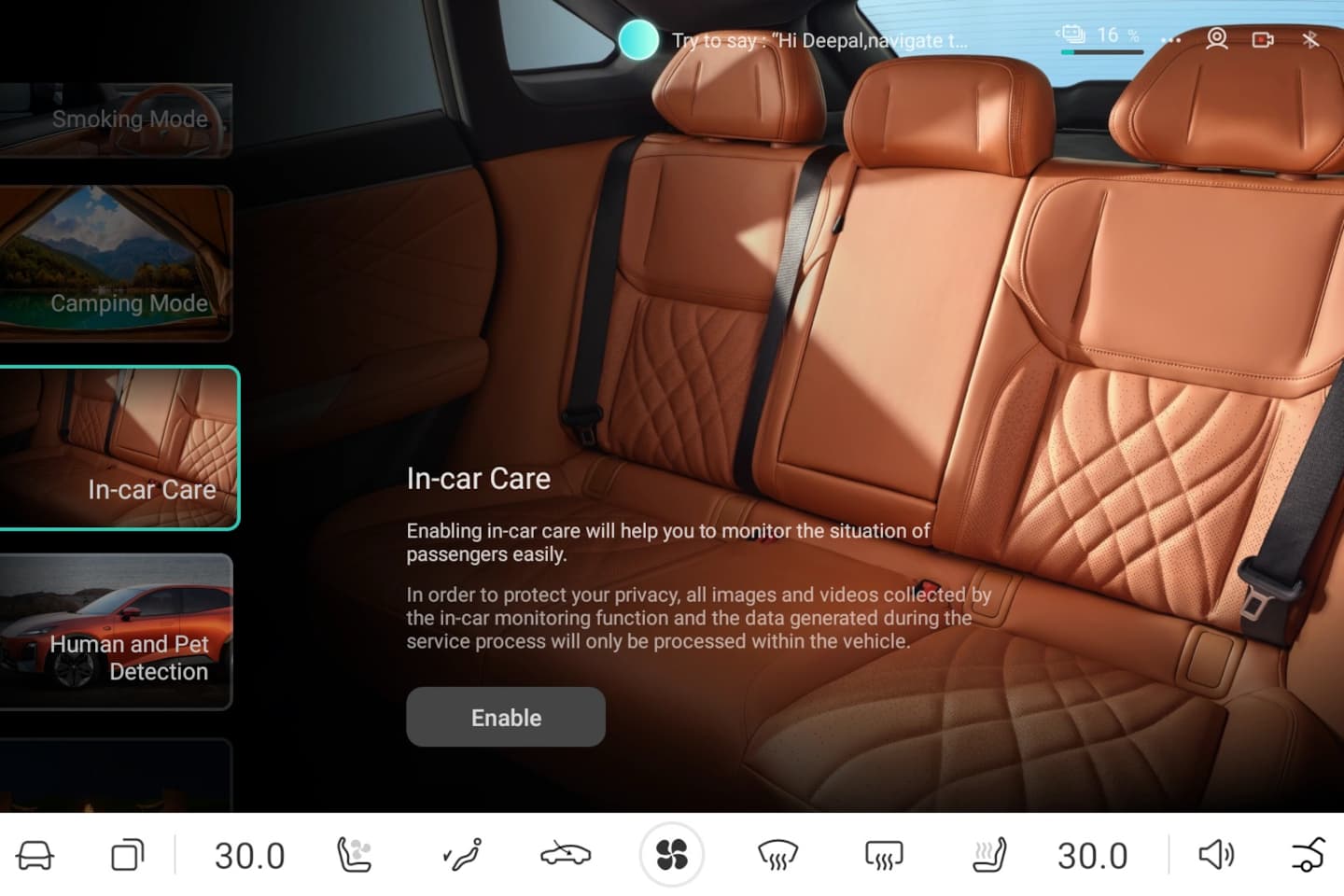 CHANGAN M AUTOMOCION-Modos inteligentes en el habitáculo-in-car care