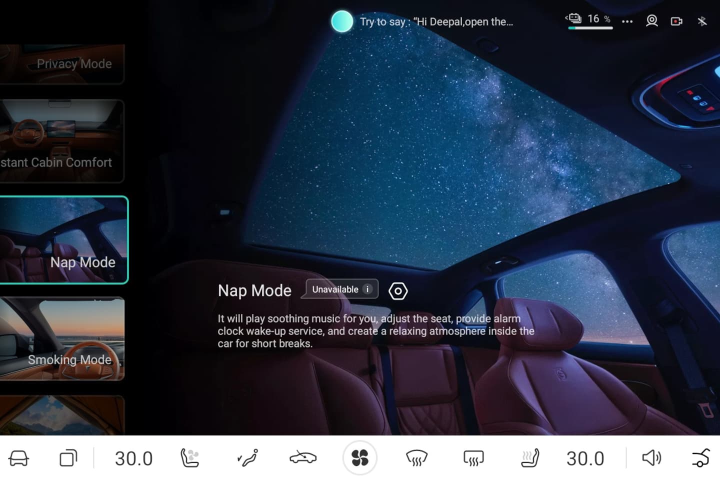 CHANGAN M AUTOMOCION-Modos inteligentes en el habitáculo-nap mode