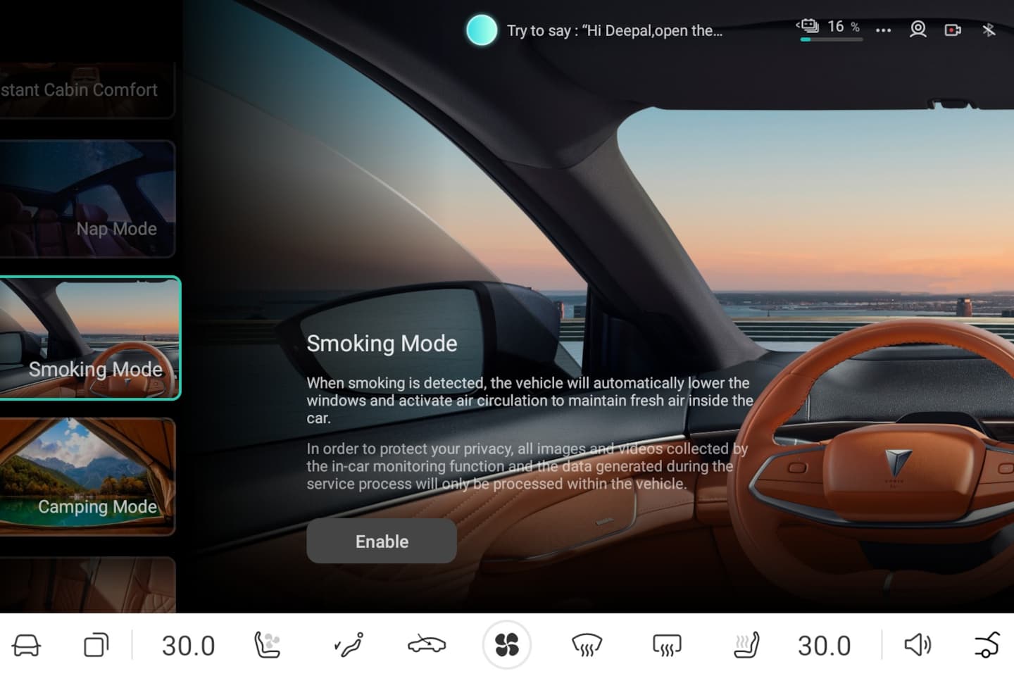 CHANGAN M AUTOMOCION-Modos inteligentes en el habitáculo-SMOKING-MODE